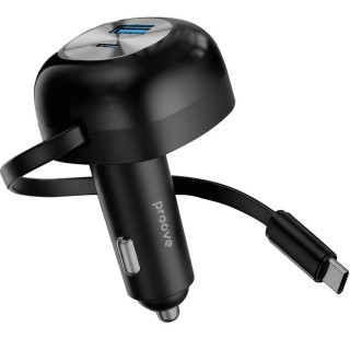 АЗП Proove Pulsar 65W (Type-C + USB) + Retractable Type-C Cable black